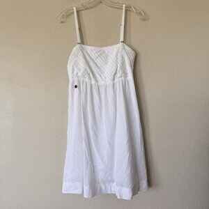 EDC Classic White Spaghetti Strap Dress Size Medium Smocked Back